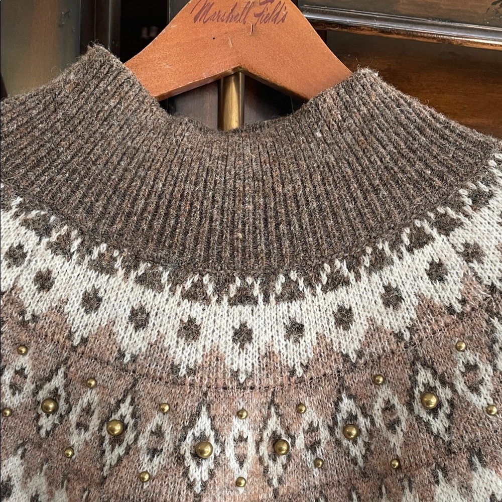 JOIE Cozy Fair Isle Sweater XL Warm Wool Blend - Picture 3 of 7